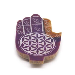 Soapstone Med Hamsa Incense Holder – Flower of Life | www.artisan-gifts.co.uk 1