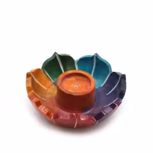 Soapstone Small Lotus Flower Incense Holder – Chakra Colours | www.artisan-gifts.co.uk 1