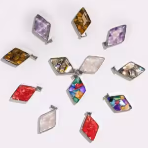 Steel Cased Pendant Diamonds – 12 Assorted Gemstone Chips & Shells | www.artisan-gifts.co.uk 1