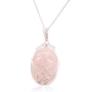 Swirl Wrapped Gemstone Necklace – Rose Quartz | www.artisan-gifts.co.uk 1