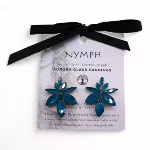 Teal Green – Vintage Glass – Flowers – Earrings | www.artisan-gifts.co.uk 1