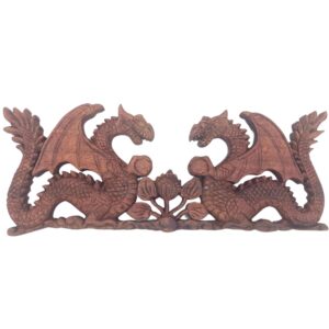 Two Facing Dragon Plaque Carving – 40x15cm | www.artisan-gifts.co.uk