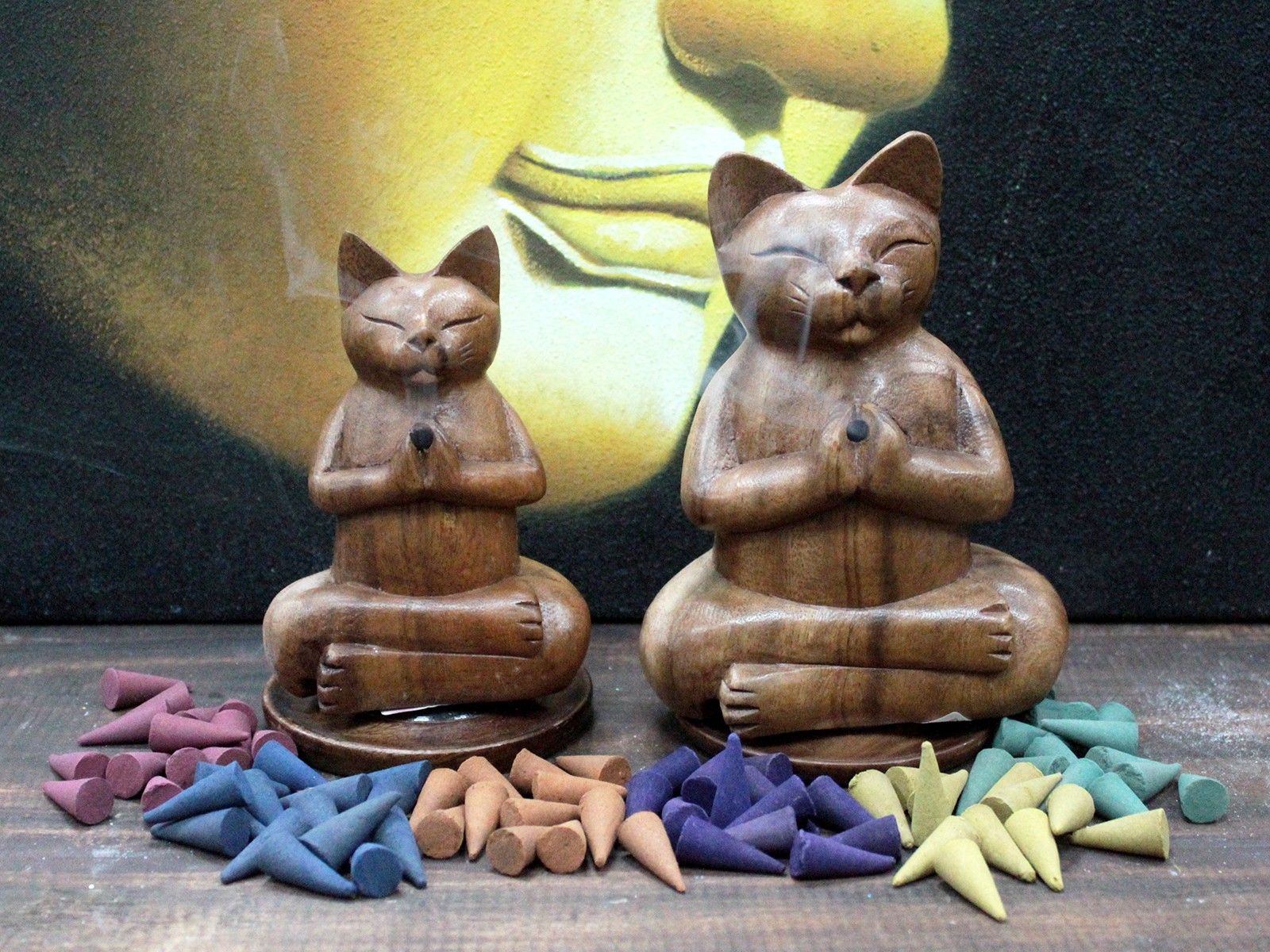 Wooden Carved Incense Burners – Lrg Yoga Cat | www.artisan-gifts.co.uk 3 Wooden Carved Incense Burners – Lrg Yoga Cat | www.artisan-gifts.co.uk 2