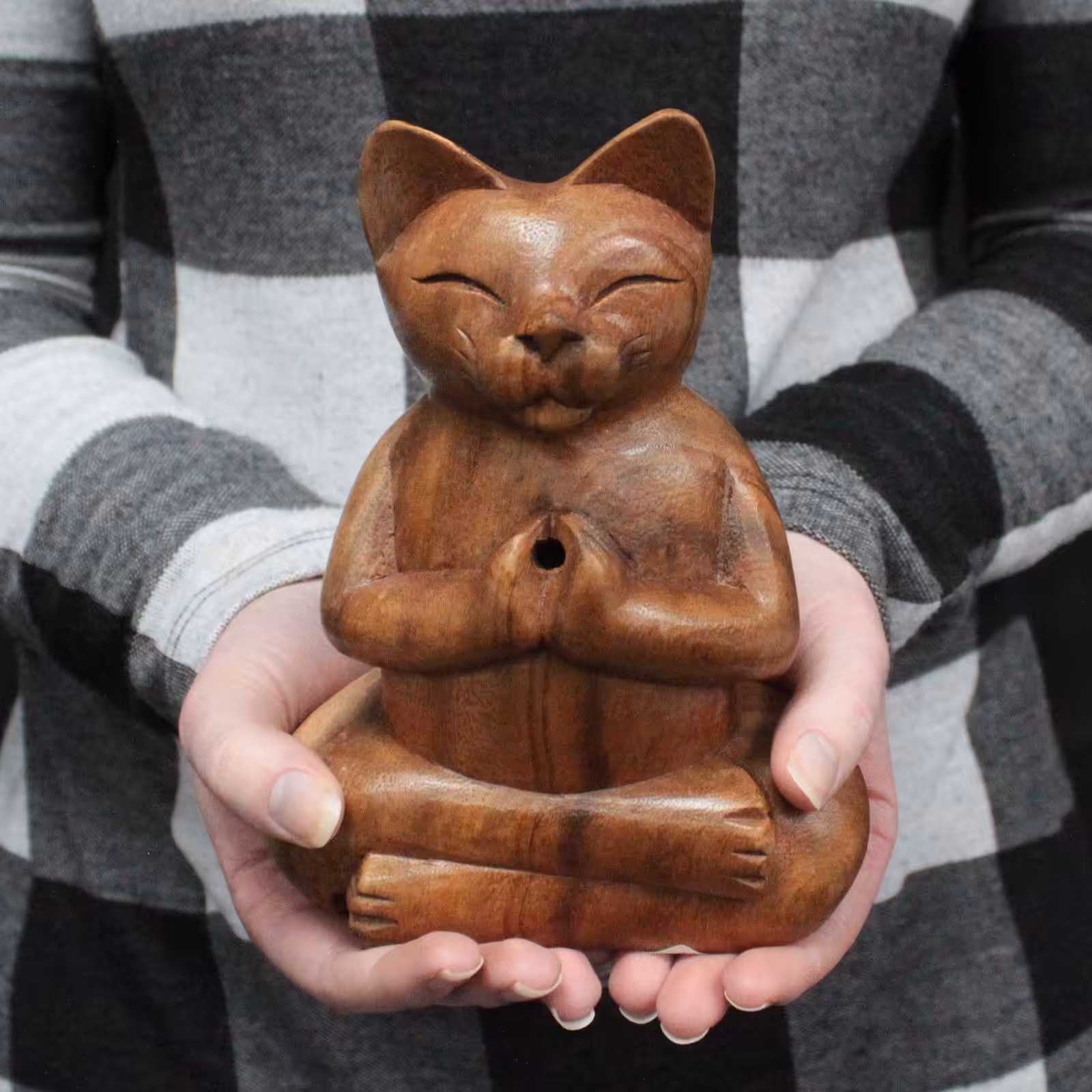 Wooden Carved Incense Burners – Lrg Yoga Cat | www.artisan-gifts.co.uk 2 Wooden Carved Incense Burners – Lrg Yoga Cat | www.artisan-gifts.co.uk 1