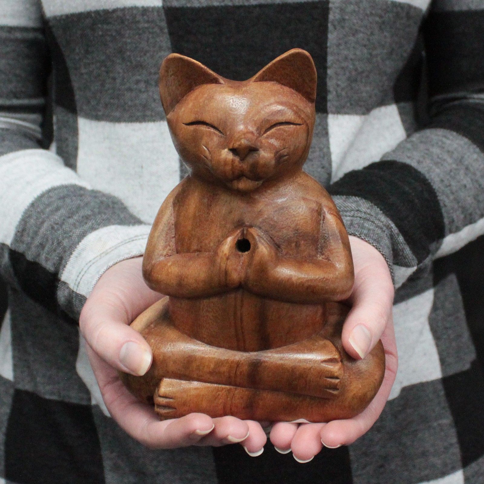 Wooden Carved Incense Burners – Lrg Yoga Cat | www.artisan-gifts.co.uk 2 Wooden Carved Incense Burners – Lrg Yoga Cat | www.artisan-gifts.co.uk 1
