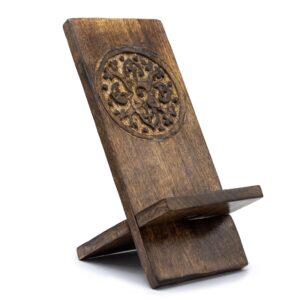 Wooden Carved Phone Stand – Mandala | www.artisan-gifts.co.uk 1