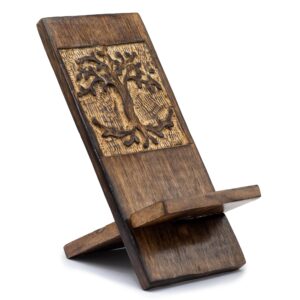 Wooden Carved Phone Stand – Tree of Life | www.artisan-gifts.co.uk 1