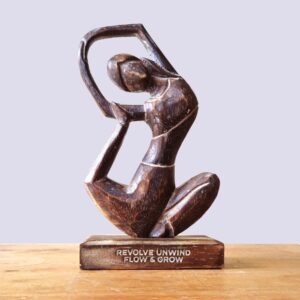 Wooden Yoga Lady – Antique – Revolved Pose – “Revolve Unwind – Flow & Grow” | www.artisan-gifts.co.uk 1