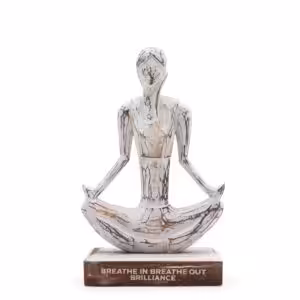 Wooden Yoga Lady – Whitewash – Easy Pose – “Breathe in Breathe out Brilliance” | www.artisan-gifts.co.uk 1