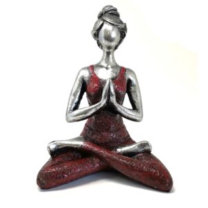 Yoga Lady Figure –  Silver & Bordeaux 24cm | www.artisan-gifts.co.uk 1