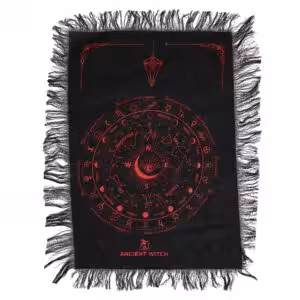 Ancient Witch Pendulum Divination Cloth - All Seeing Eye - Black & Blood Red