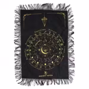 Ancient Witch Pendulum Divination Cloth - All Seeing Eye - Black & Gold