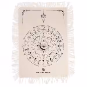 Ancient Witch Pendulum Divination Cloth - All Seeing Eye - Natural & Black