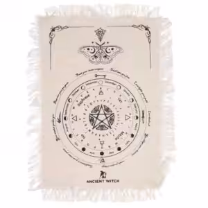 Ancient Witch Pendulum Divination Cloth - Mystic Moth - Natural & Black