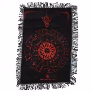 Ancient Witch Pendulum Divination Cloth - Sun Face - Black & Blood Red