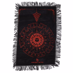 Ancient Witch Pendulum Divination Cloth – Sun Face – Black & Blood Red | www.artisan-gifts.co.uk 1