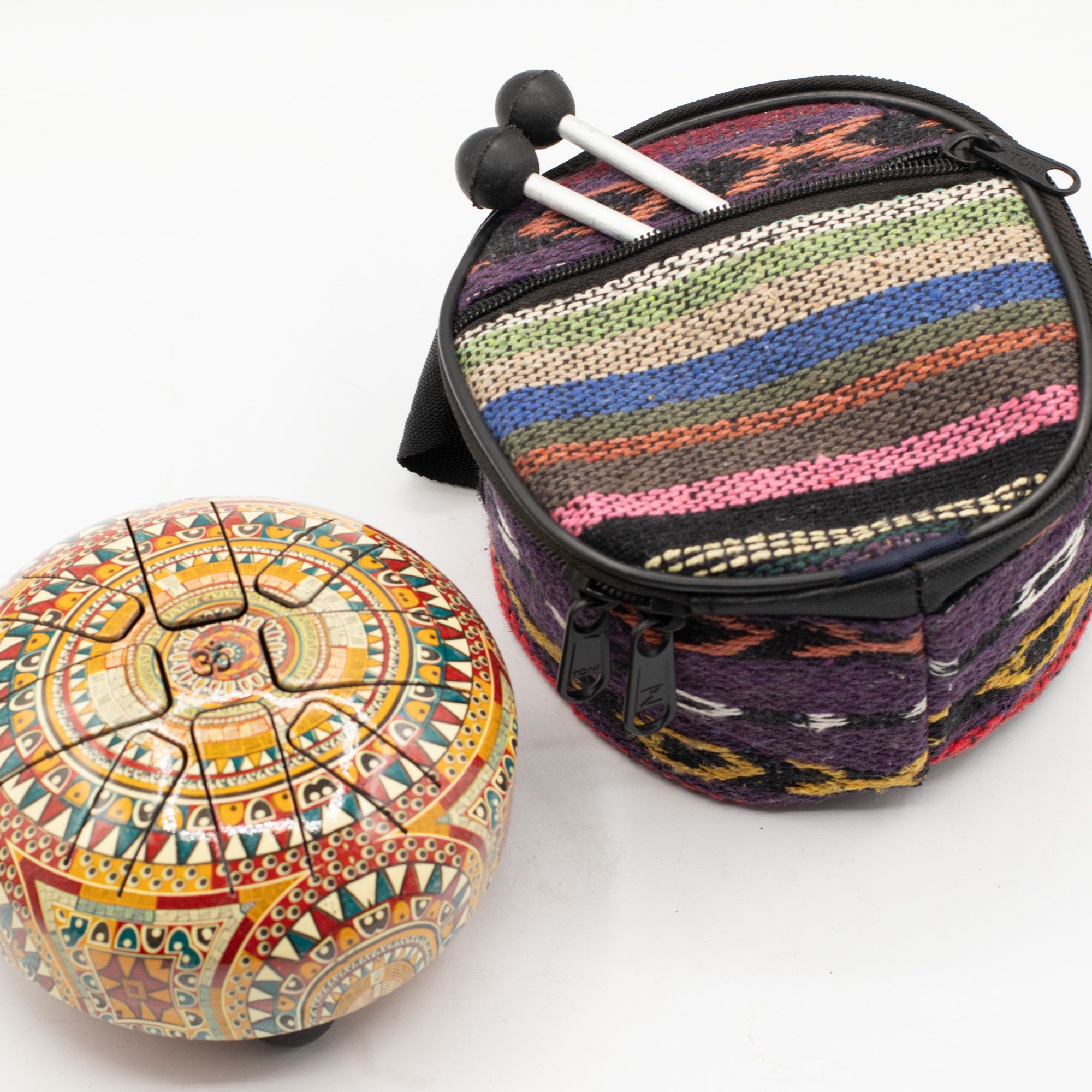 Small Hapi Drum Multi Coloured- 13x9cm | www.artisan-gifts.co.uk 3 Small Hapi Drum Multi Coloured- 13x9cm - Image 2