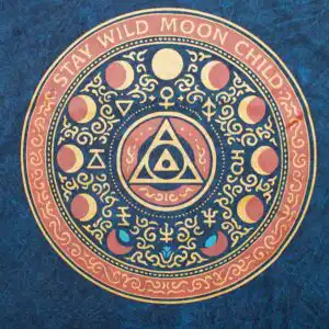 Nomad Sari Stonewashed Cotton T-Shirt – Stay Wild Moon Child – Blue – XL | www.artisan-gifts.co.uk 1