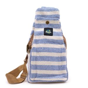 Body Cross Bag Natural Cotton – Blue & White | www.artisan-gifts.co.uk 1