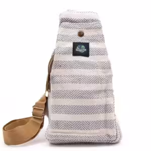 Body Cross Bag Natural Cotton – Grey & White | www.artisan-gifts.co.uk 1