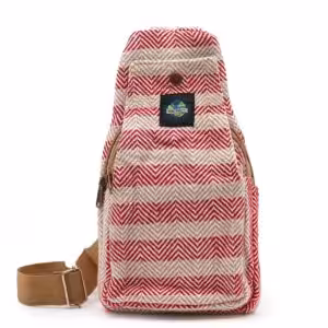 Body Cross Bag Natural Cotton – Tan & Pink | www.artisan-gifts.co.uk 1