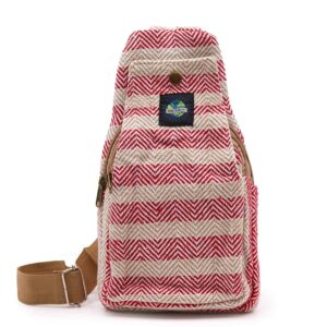 Body Cross Bag Natural Cotton – Tan & Pink | www.artisan-gifts.co.uk 1