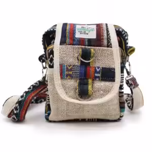 Body-Cross Natural Hemp & Jhari Travel Bag | www.artisan-gifts.co.uk 1