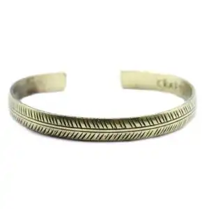 Brass Tibetan Bracelet – Slim Tribal Leaf | www.artisan-gifts.co.uk 1