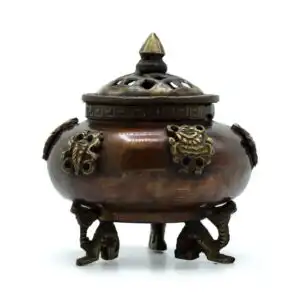 Brass Tibetan Incense Burner – Six Symbols Standing Pot | www.artisan-gifts.co.uk 1