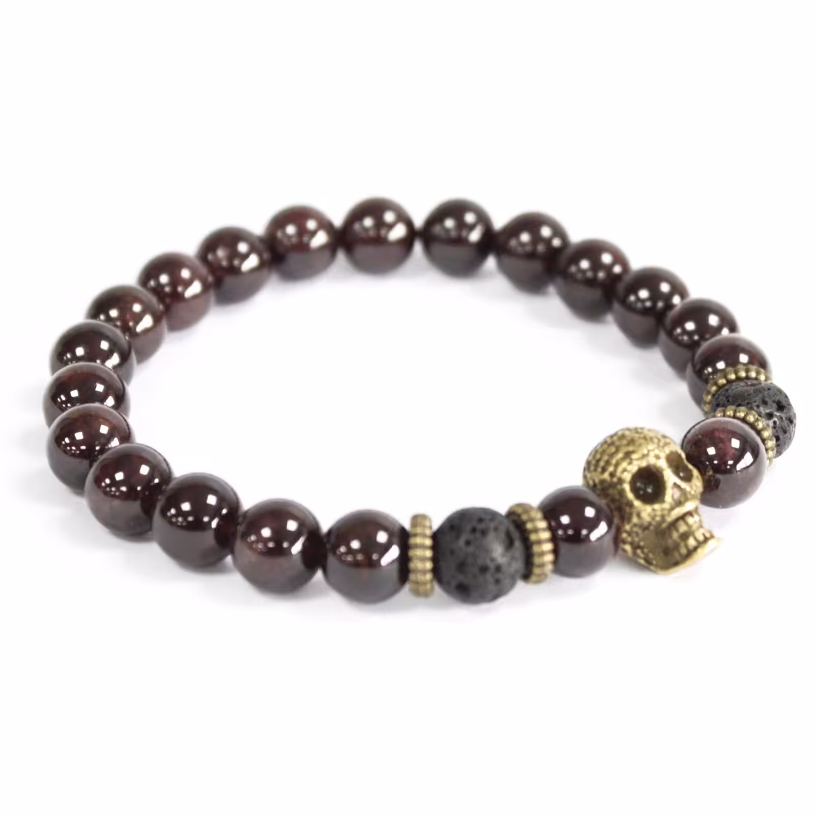Bronze Skull / Blood Stone – Gemstone Bracelet | www.artisan-gifts.co.uk 4 Bronze Skull / Blood Stone - Gemstone Bracelet - Image 3