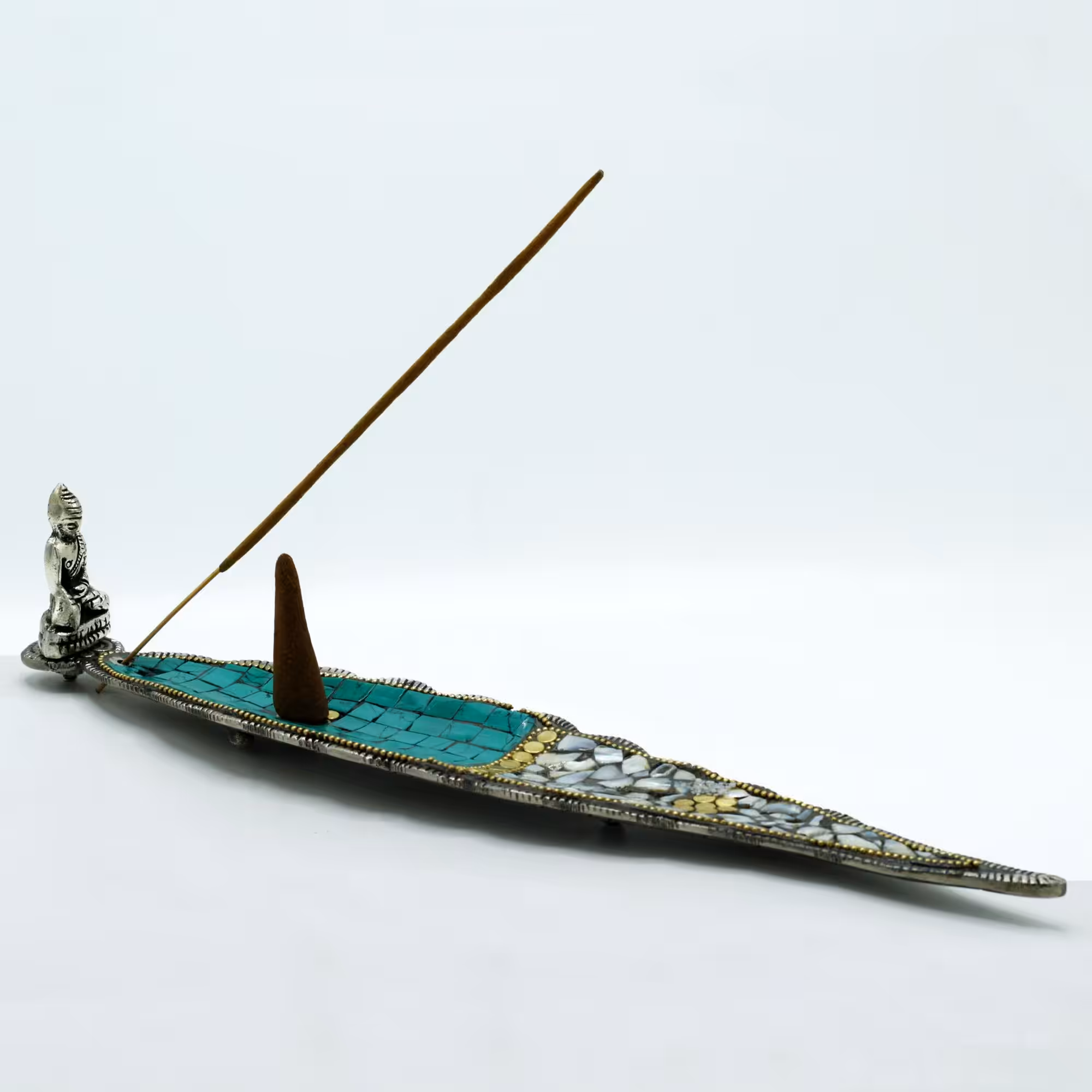 Buddha Long Leaf Tibetan Decor Incense Holder | www.artisan-gifts.co.uk 3 Buddha Long Leaf Tibetan Decor Incense Holder - Image 2