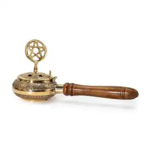 Censer Incense Burner with Wooden Handle – Pentagram | www.artisan-gifts.co.uk