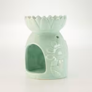 Ceramic Sunflower Oil Burner - Pastel Green