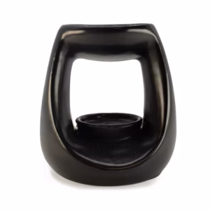 Ceramic Zen Oil Burner - Large Oval Pebble  - Matt Black
