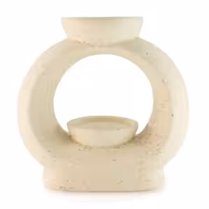 Ceramic Zen Oil Burner - Large Oval Pebble  - Speckled Off-White