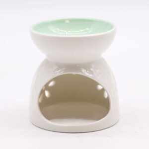 Classic White Oil Burner – Floral with Teal Well | www.artisan-gifts.co.uk 1