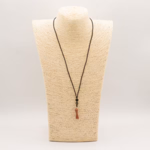 Cord Necklace Gemstone Pendant - Goldstone Bone