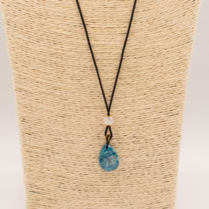 Cord Necklace Gemstone Pendant - Howlite Teardrop