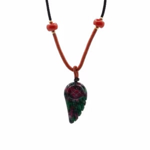 Cord Necklace Gemstone Pendant - Morganite Angel Wing