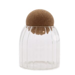 Cottage Cork-Ball Glass Jar –  Ribbed – 10cm | www.artisan-gifts.co.uk