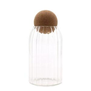 Cottage Cork-Ball Glass Jar –  Ribbed – 15cm | www.artisan-gifts.co.uk
