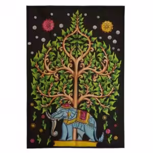 Cotton Wall Art (70x110cm) – Elephant & Tree of Life | www.artisan-gifts.co.uk 1