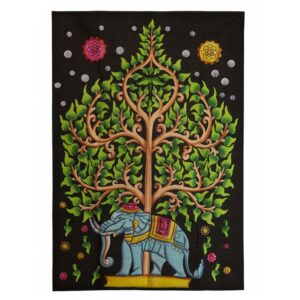 Cotton Wall Art (70x110cm) – Elephant & Tree of Life | www.artisan-gifts.co.uk 1