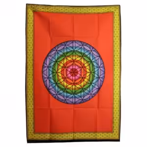 Cotton Wall Art (70x110cm) – Rainbow Flower of Life | www.artisan-gifts.co.uk 1