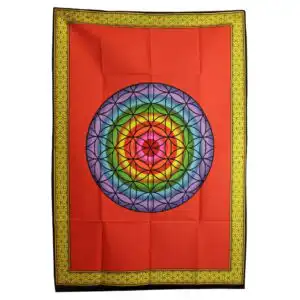 Cotton Wall Art (70x110cm) – Rainbow Flower of Life | www.artisan-gifts.co.uk 1