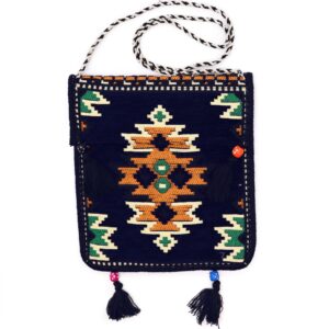 Dark Navy Kilim Messenger Festival Bag | www.artisan-gifts.co.uk 1