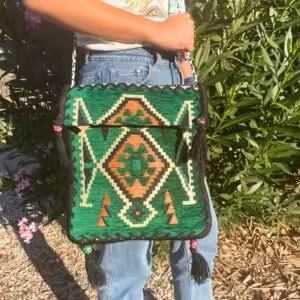 Emerald Green Kilim Messenger Festival Bag | www.artisan-gifts.co.uk 1