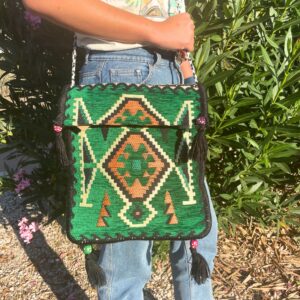 Emerald Green Kilim Messenger Festival Bag | www.artisan-gifts.co.uk 1