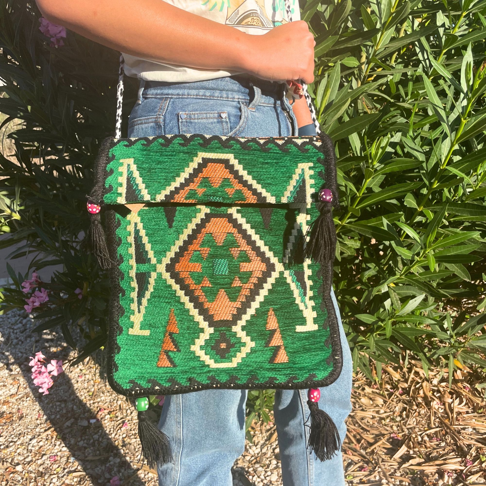 Emerald Green Kilim Messenger Festival Bag | www.artisan-gifts.co.uk 2 Emerald Green Kilim Messenger Festival Bag | www.artisan-gifts.co.uk 1