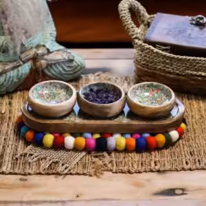 Felt Ball Oval Centre Mat – Multi Colour | www.artisan-gifts.co.uk 1